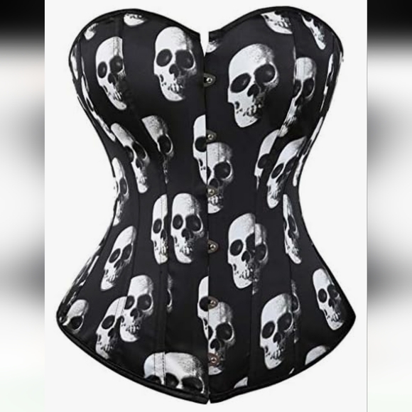 Other - Gothic Black Skull Print Corset Bustier Shapewear.  Size 6XL.